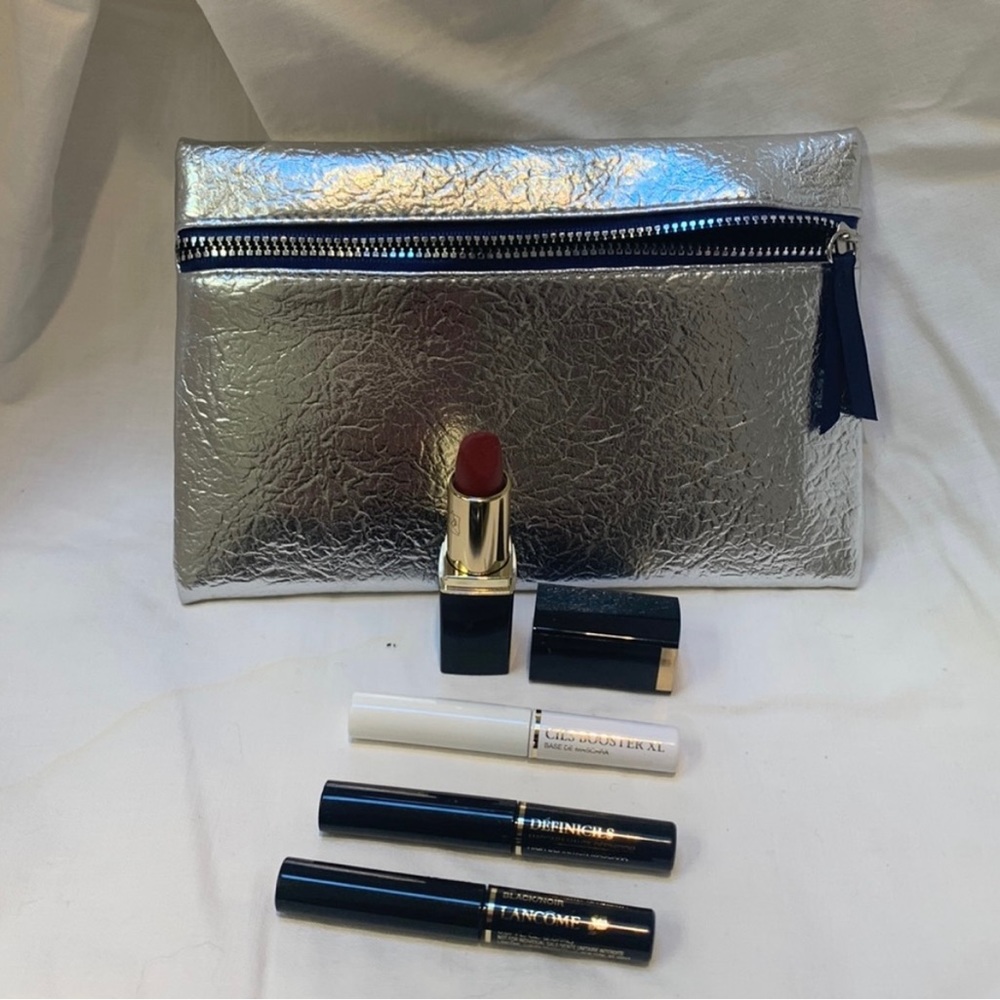 Lancôme lipstick two mascara and mascara
base with cosmetic purse